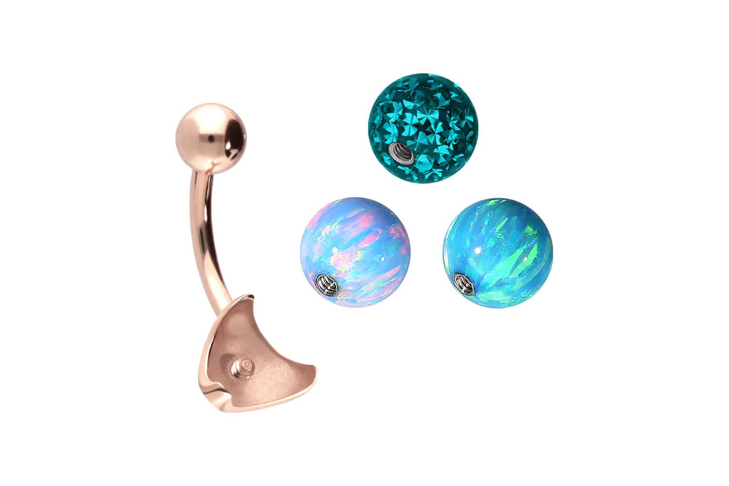 Titan Bananabell Piercing mit Innengewinde 3ER KUGELMIX